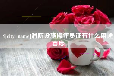荣成消防设施操作员证有什么用途百度