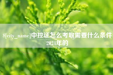 荣成中控证怎么考取需要什么条件2024年的